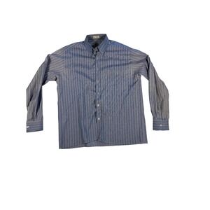 Claudio Nucci Men's Blue Stripe Button Down Dress Shirt L 16-16.5 34-35